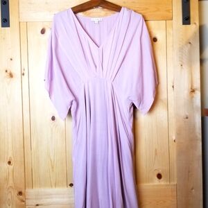 L. Love Kaftan Flutter Sleeve Lined V-Neck Midi Dress NWOT